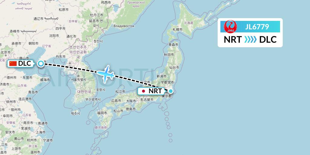 JL6779 Japan Airlines Flight Map: Tokyo to Dalian