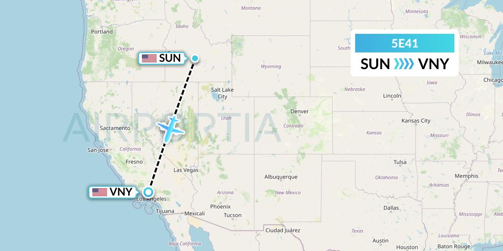 5E41 East Coast Flight Services, Inc. Flight Map: Hailey to Van Nuys