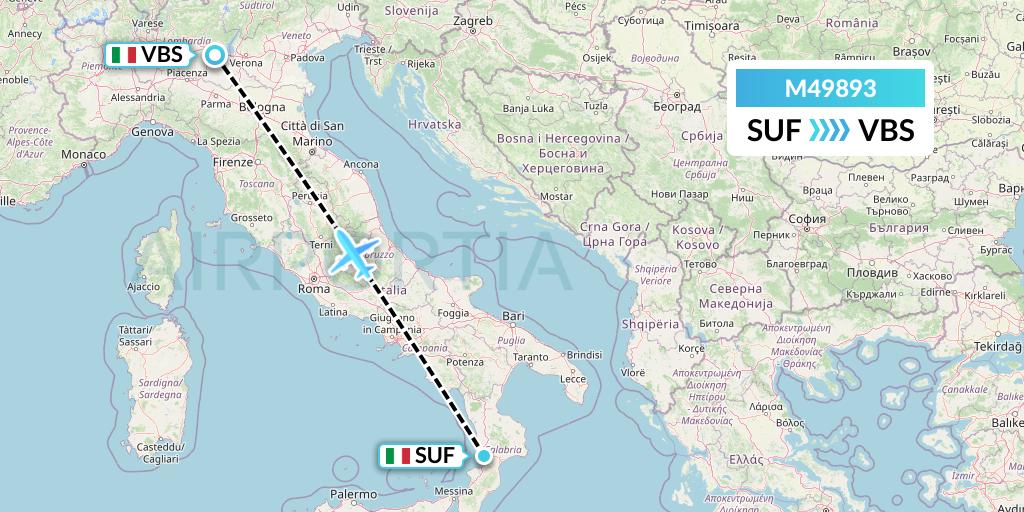 M49893 Mistral Air Flight Map: Lamezia Terme to Brescia