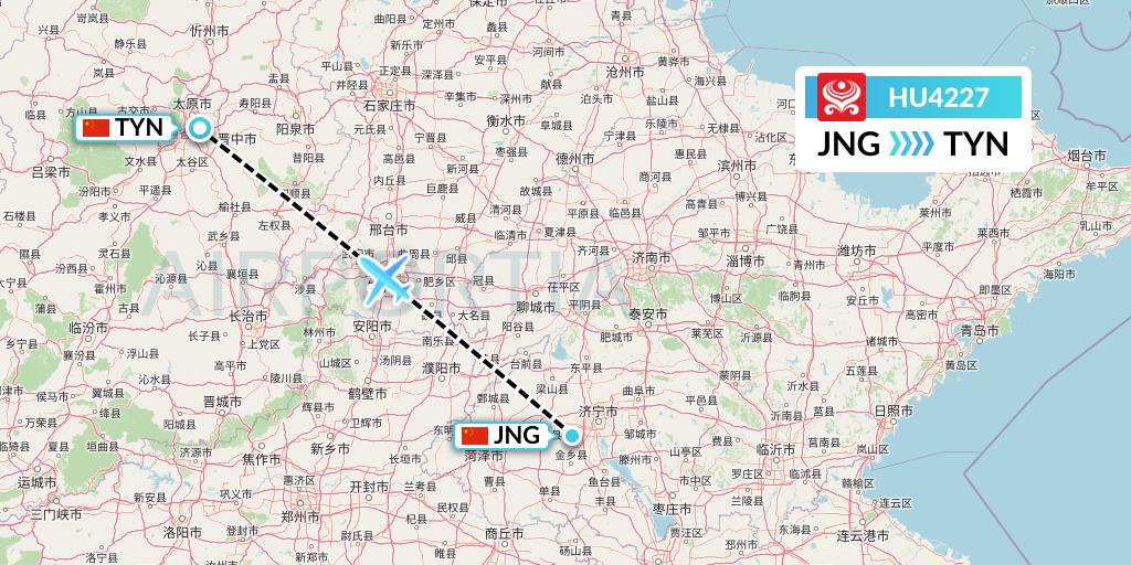 HU4227 Hainan Airlines Flight Map: Jining to Taiyuan