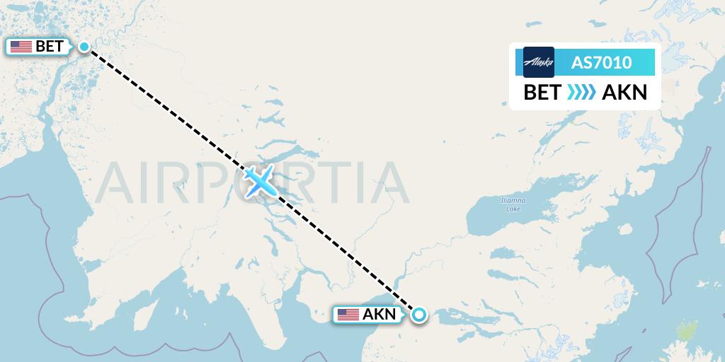 AS7010 Alaska Airlines Flight Map: Bethel to King Salmon