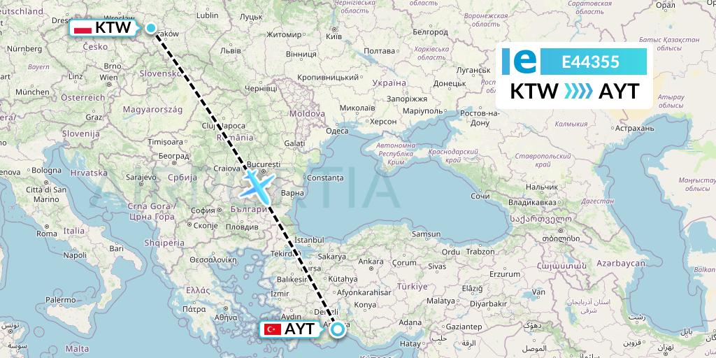 E44355 Estelar Latinoamerica C.A. Flight Map: Katowice to Antalya