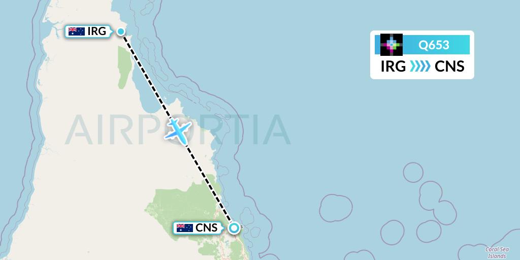 Q653 Volaris Costa Rica Flight Map: Australia to Cairns