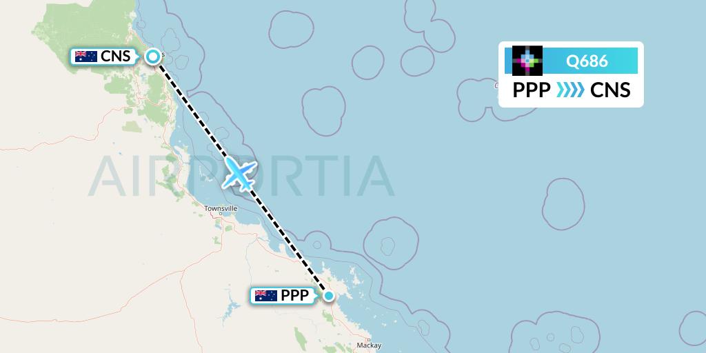 Q686 Volaris Costa Rica Flight Map: Proserpine to Cairns