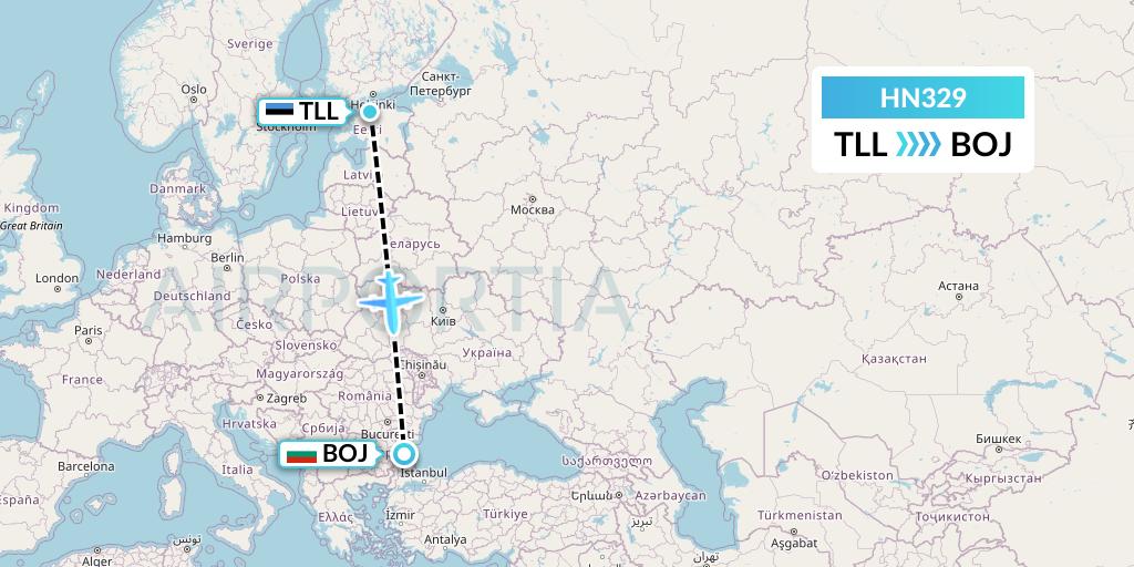 HN329 Uab Heston Airlines Jsc Heston Airl Flight Map: Tallinn to Burgas