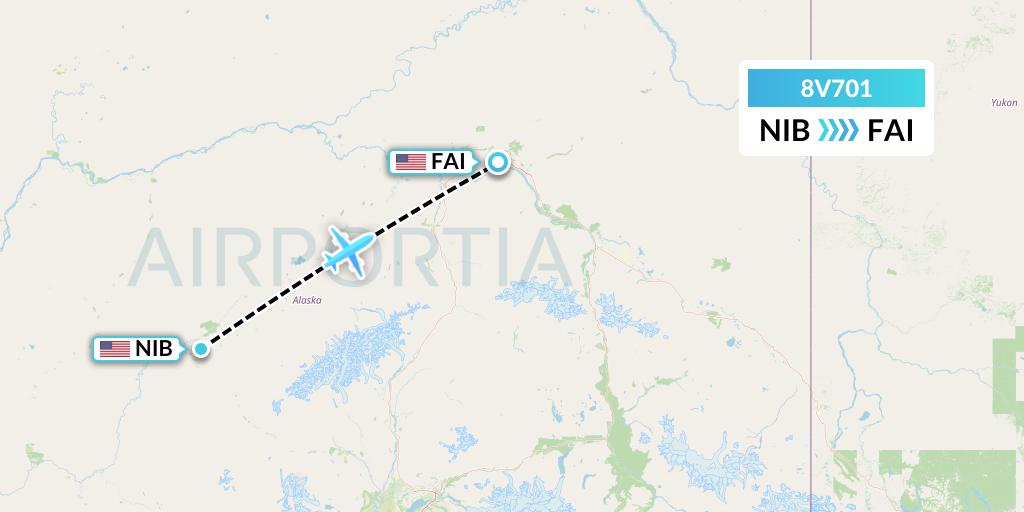 8V701 Wright Air Service Flight Map: Nikolai to Fairbanks