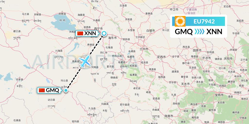 EU7942 Chengdu Airlines Flight Map: Golog to Xining