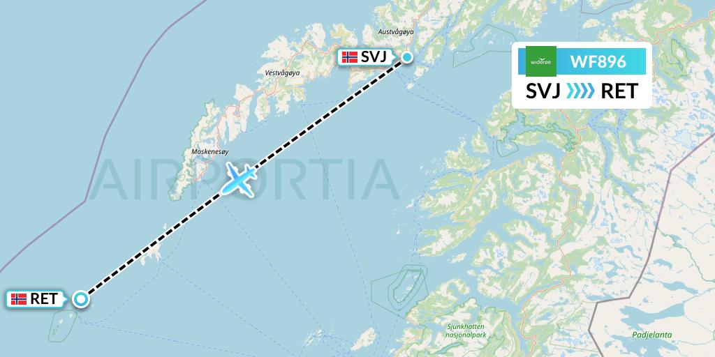 WF896 Wideroe Flight Map: Svolvaer to Rost