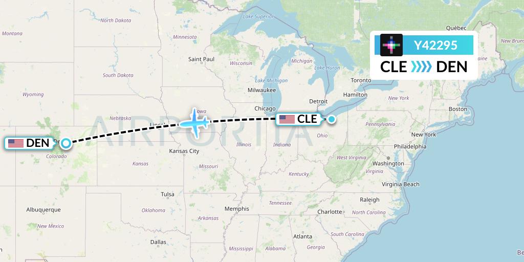 Y42295 Volaris Flight Map: Cleveland to Denver