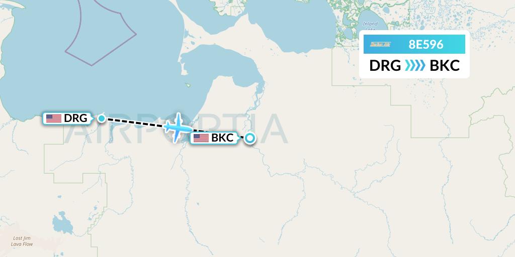 8E596 Bering Air Flight Map: Deering to Buckland