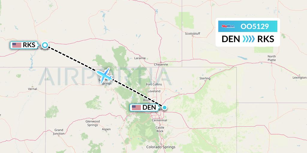 OO5129 SkyWest Airlines Flight Map: Denver to Rock Springs