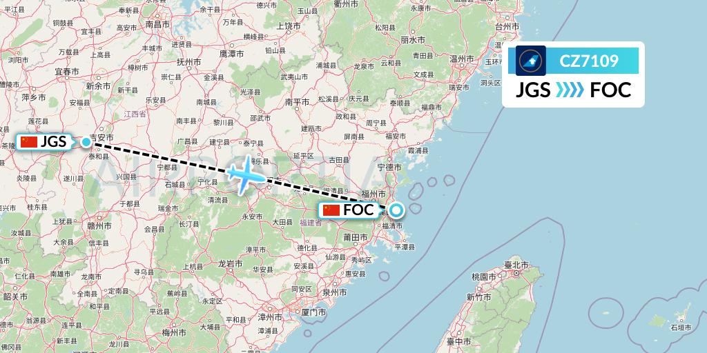 CZ7109 China Southern Airlines Flight Map: Ji'an to Fuzhou