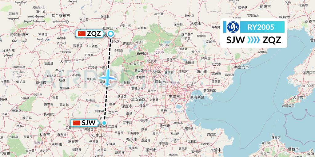 RY2005 Jiangxi Air Flight Map: Shijiazhuang to Zhangjiakou