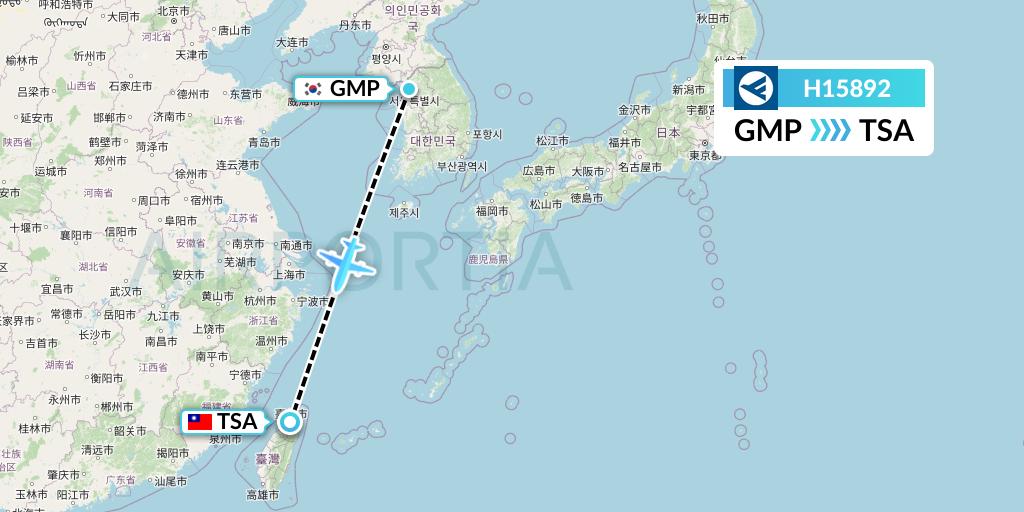 H15892 Hahn Air Systems Flight Map: Seoul to Taipei