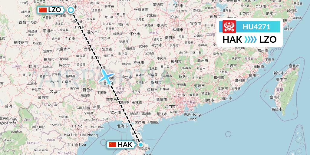 HU4271 Hainan Airlines Flight Map: Haikou to Luzhou