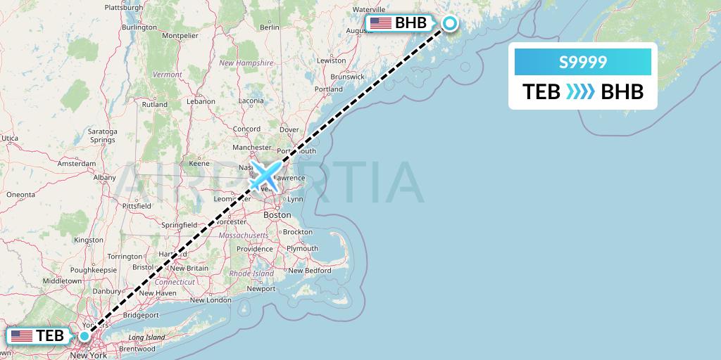S9999 Flybig Flight Map: Teterboro to Bar Harbor