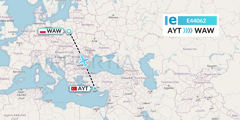 E44062 Estelar Latinoamerica C.A. Flight Map: Antalya to Warsaw