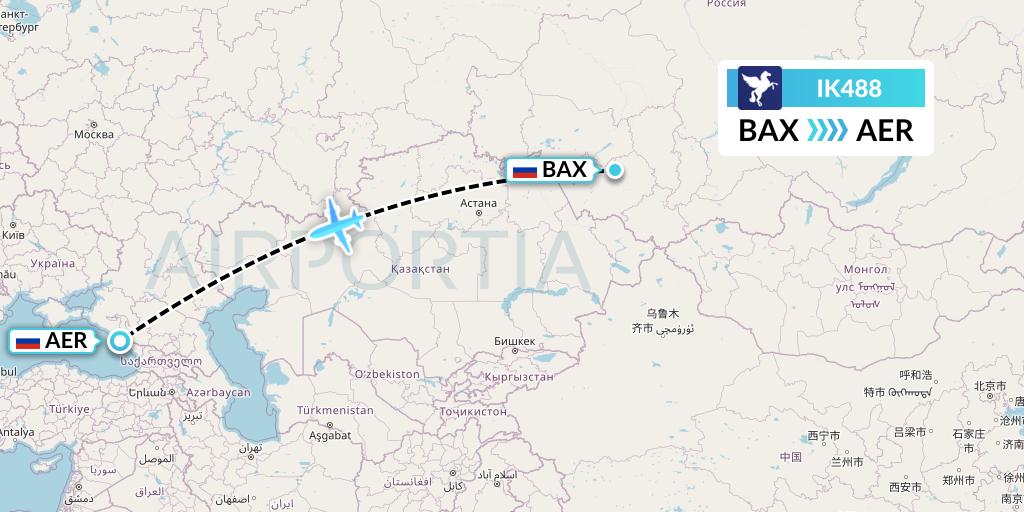 IK488 Air Kiribati Flight Map: Barnaul to Sochi