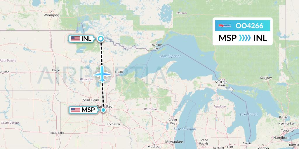 OO4266 SkyWest Airlines Flight Map: Minneapolis to International Falls