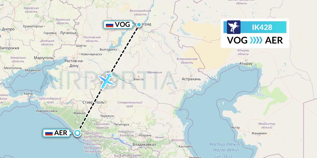 IK428 Air Kiribati Flight Map: Volgograd to Sochi