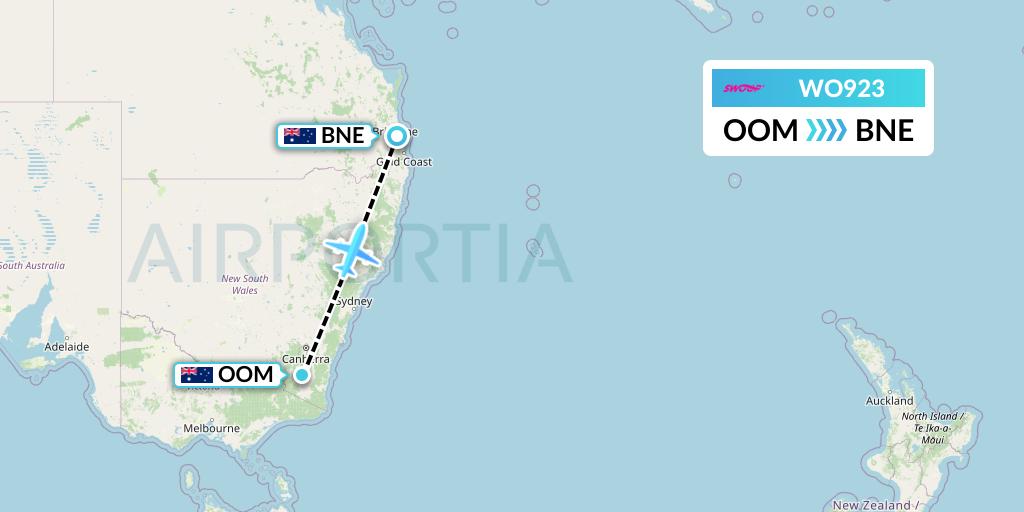 WO923 Swoop Flight Map: Cooma to Brisbane