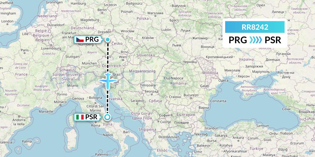 RR8242 Royal Air Force Flight Map: Prague to Pescara