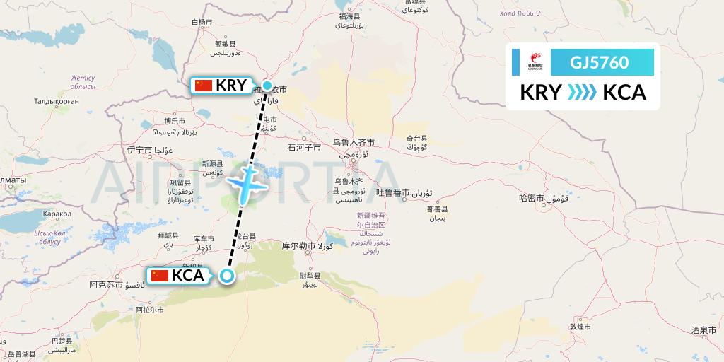 GJ5760 Loong Airlines Flight Map: Karamay to Kuqa