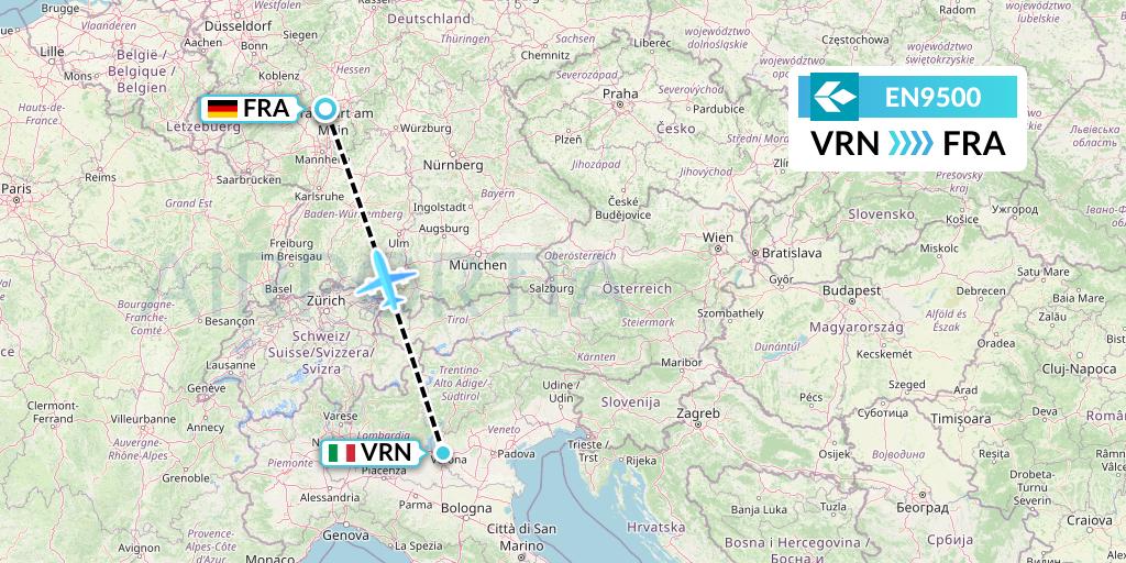 EN9500 Air Dolomiti Flight Map: Verona to Frankfurt