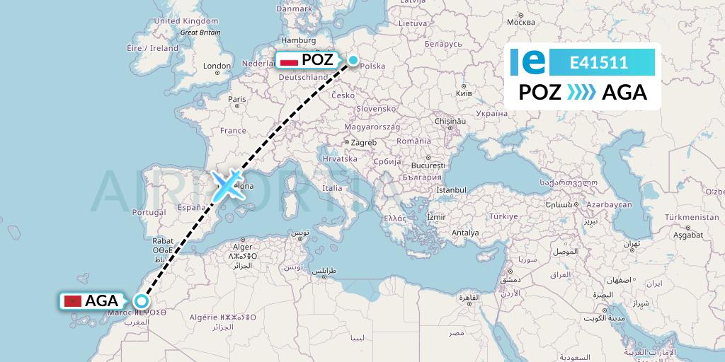 E41511 Estelar Latinoamerica C.A. Flight Map: Poznan to Agadir