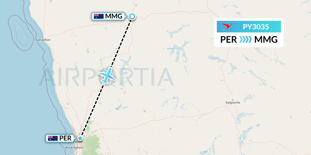 PY3035 Surinam Airways Flight Map: Perth to Australia