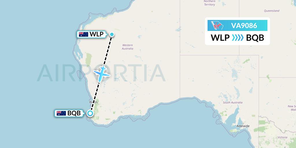 VA9086 Virgin Australia Flight Map: West Angelas to Busselton