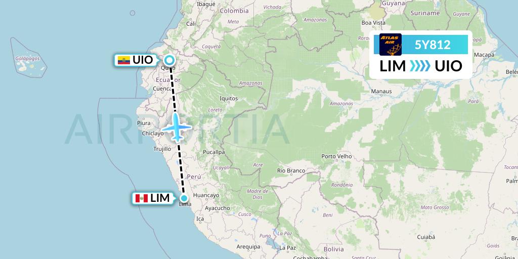 5Y812 Atlas Air Flight Map: Lima to Quito