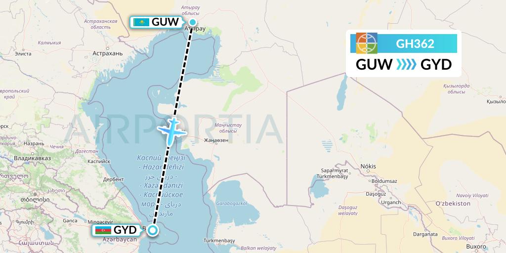 GH362 Globus Flight Map: Atyrau to Baku