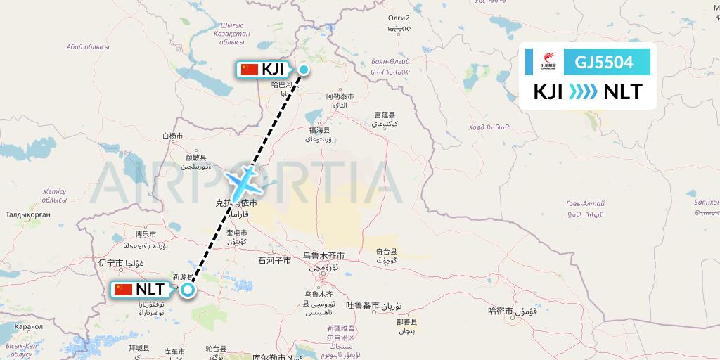 GJ5504 Loong Airlines Flight Map: Altay to Xinyuan