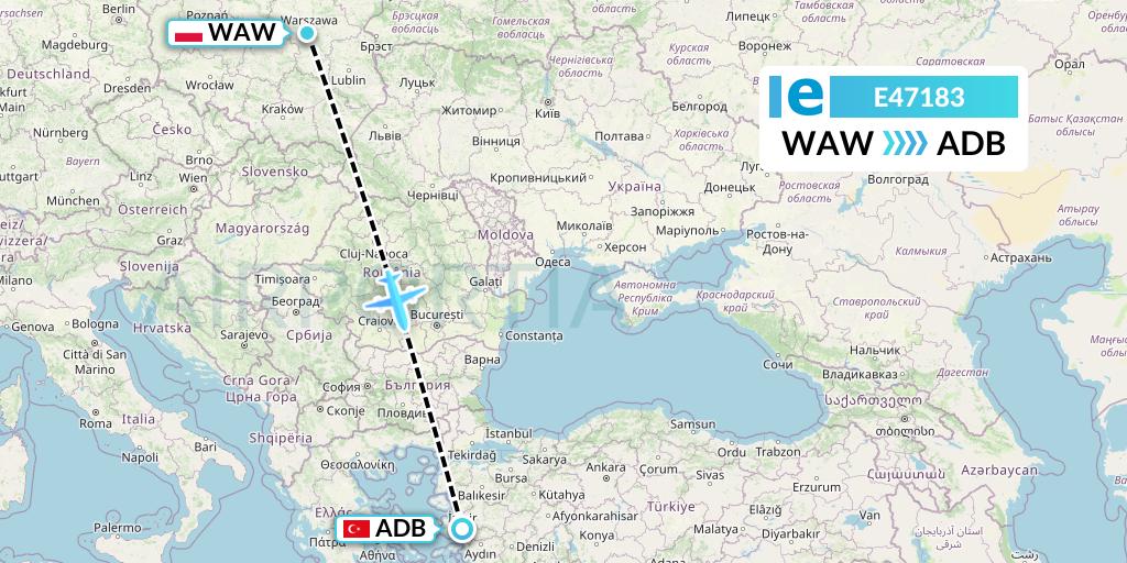 E47183 Estelar Latinoamerica C.A. Flight Map: Warsaw to Izmir
