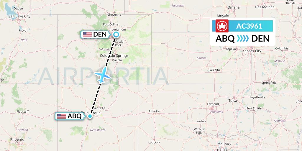 AC3961 Air Canada Flight Map: Albuquerque to Denver