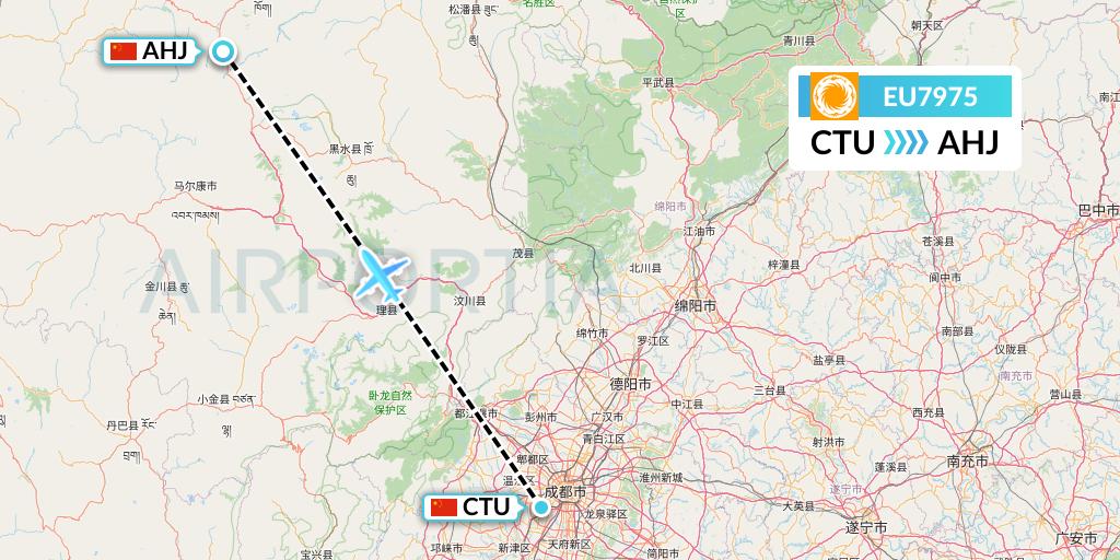EU7975 Chengdu Airlines Flight Map: Chengdu to Chengdu