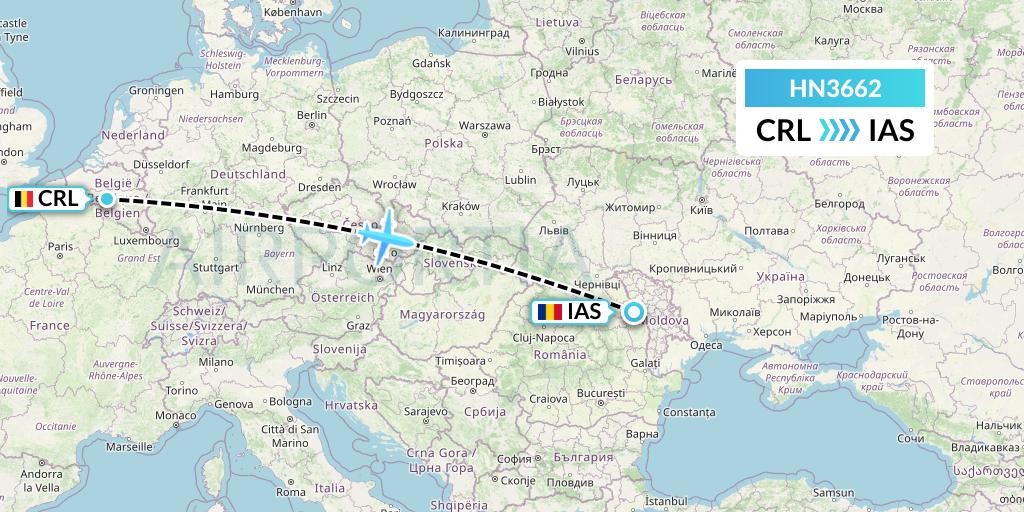 HN3662 Uab Heston Airlines Jsc Heston Airl Flight Map: Brussels to Iasi
