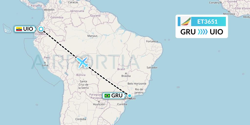 ET3651 Ethiopian Airlines Flight Map: Sao Paulo to Quito
