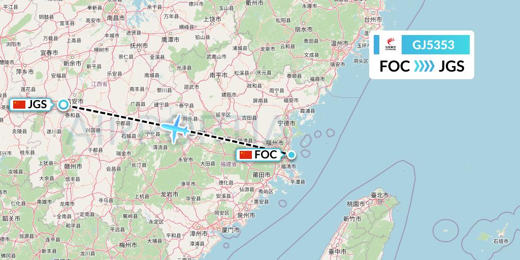 GJ5353 Loong Airlines Flight Map: Fuzhou to Ji'an