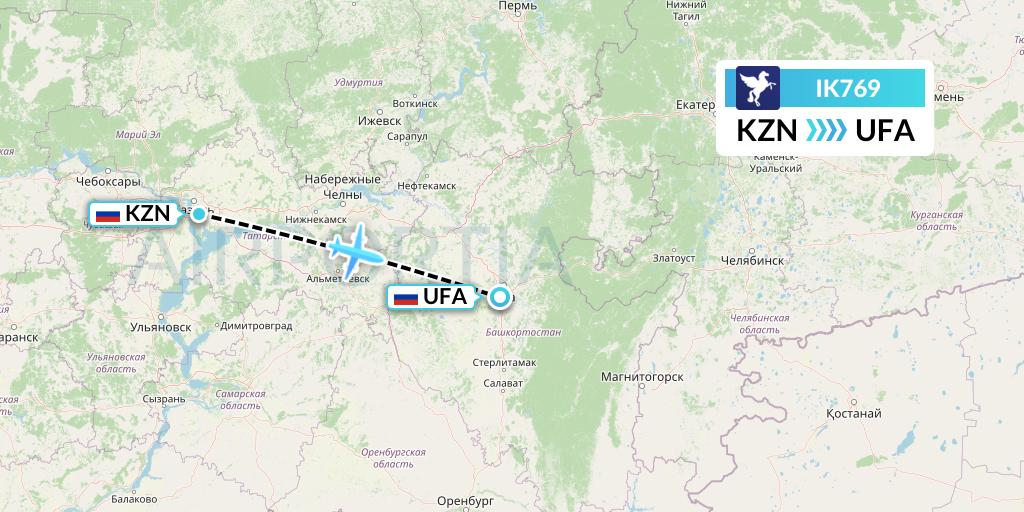 IK769 Air Kiribati Flight Map: Kazan to Ufa
