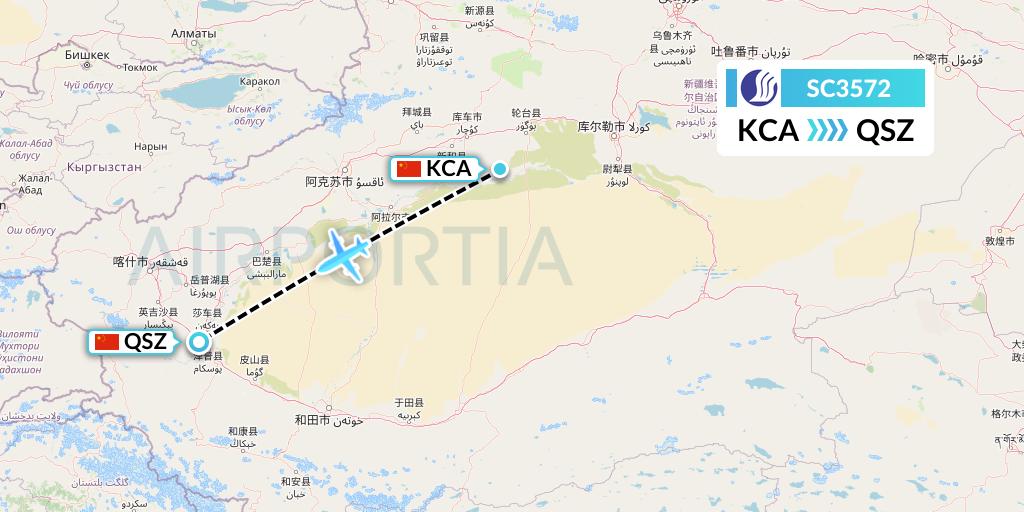 SC3572 Shandong Airlines Flight Map: Kuqa to Hotan