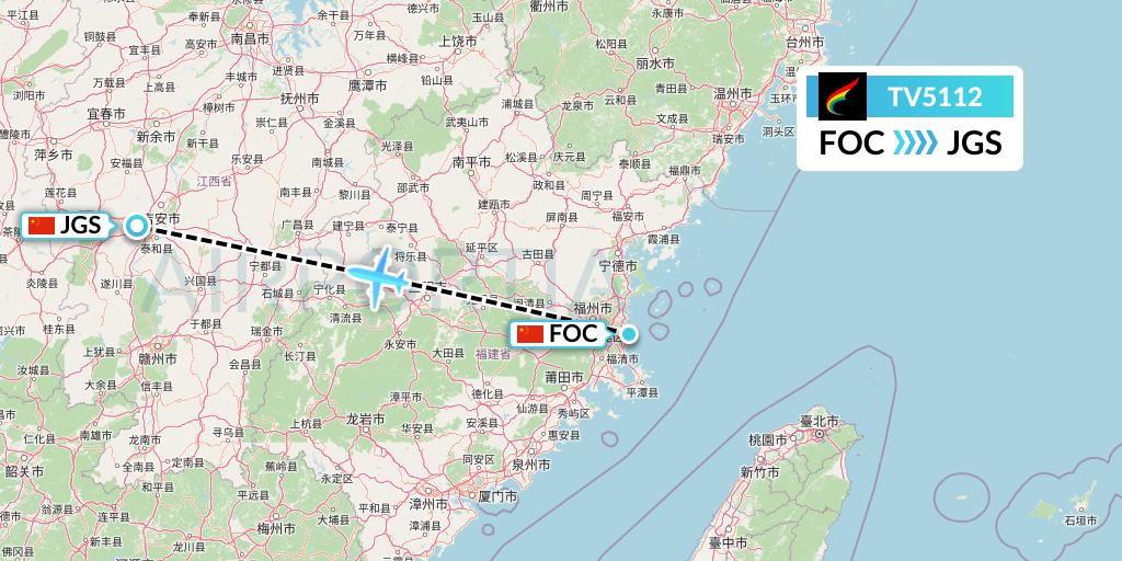 TV5112 Tibet Airlines Flight Map: Fuzhou to Ji'an
