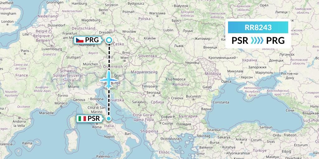 RR8243 Royal Air Force Flight Map: Pescara to Prague