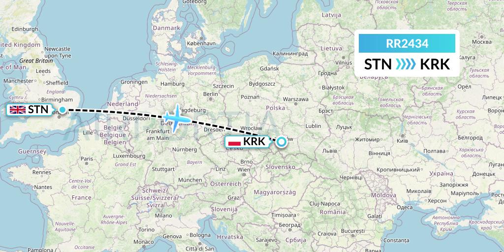 RR2434 Royal Air Force Flight Map: London to Krakow