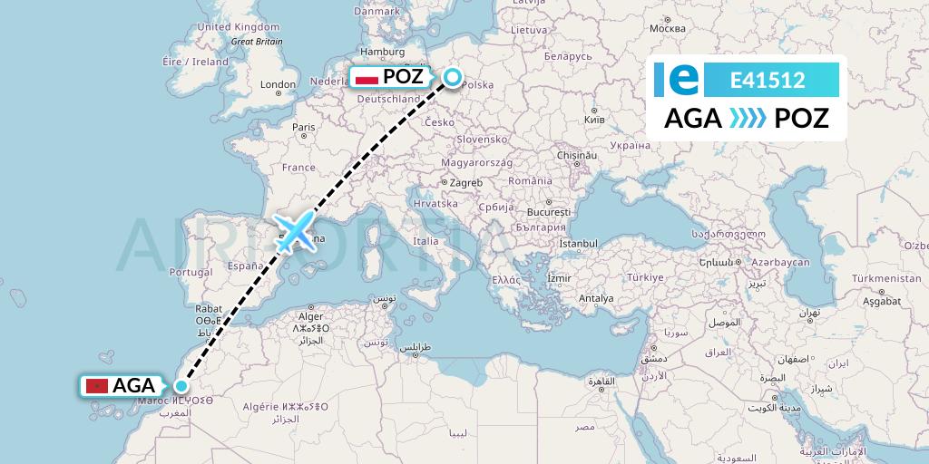 E41512 Estelar Latinoamerica C.A. Flight Map: Agadir to Poznan