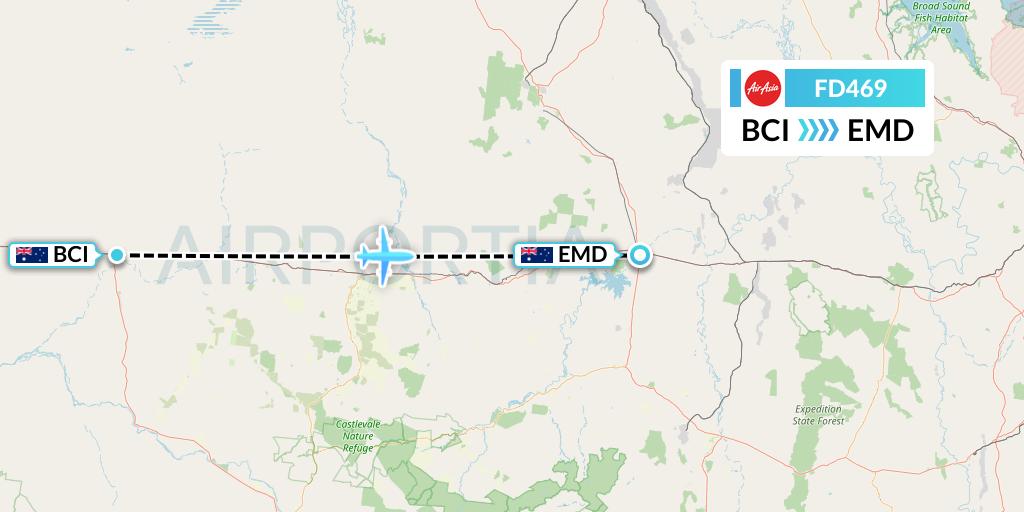 FD469 Thai AirAsia Flight Map: Barcaldine to Emerald