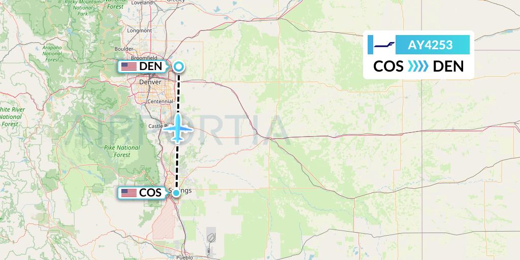 AY4253 Finnair Flight Map: Colorado Springs to Denver