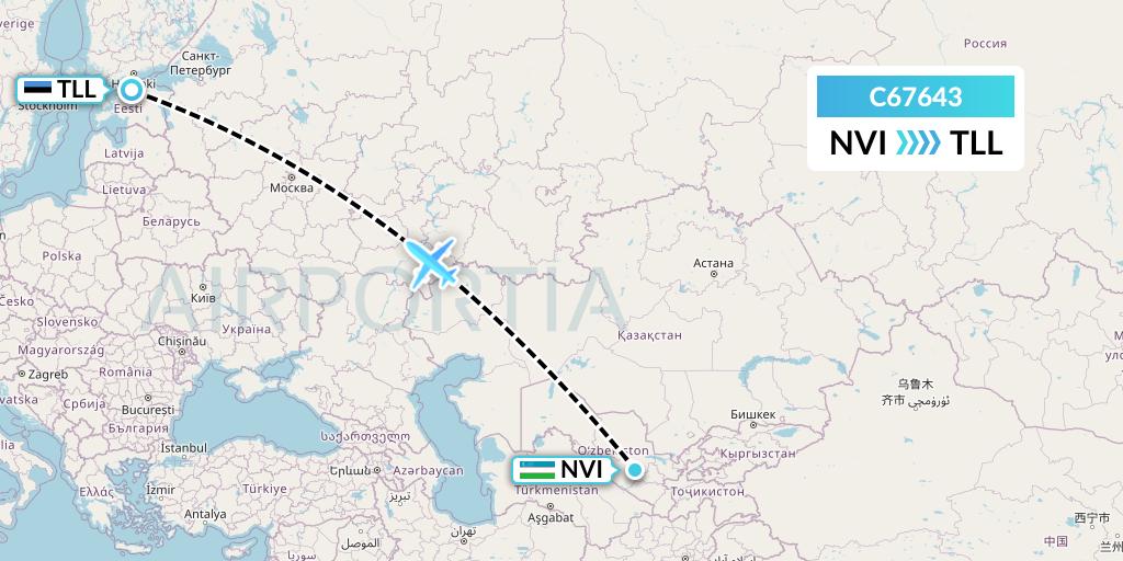 C67643 Capitol Air Express Flight Map: Navoiy to Tallinn