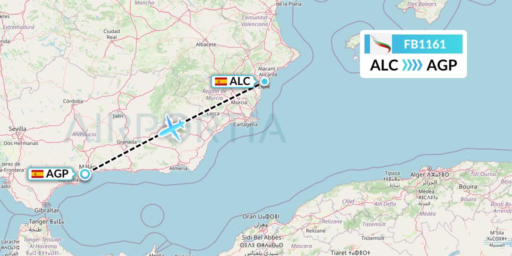 FB1161 Bulgaria Air Flight Map: Alicante to Malaga